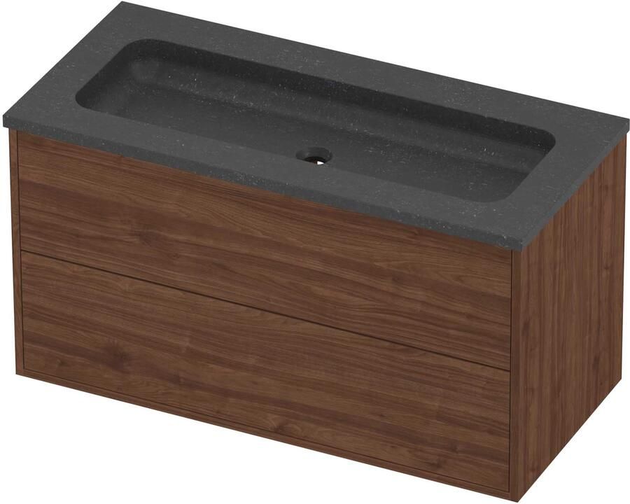 Proline Rollo Badmeubelset Hardsteen Elegant Centraal 100x46x54 cm Blue Stone Indian Walnut