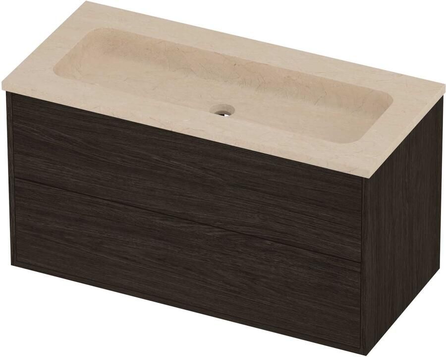 Proline Rollo Badmeubelset Hardsteen Elegant Centraal 100x46x54 cm Sand Stone Mokka Oak