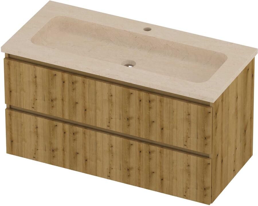 Proline Rollo Badmeubelset Hardsteen Elegant Centraal 100x46x54 cm Sand Stone Urban Oak