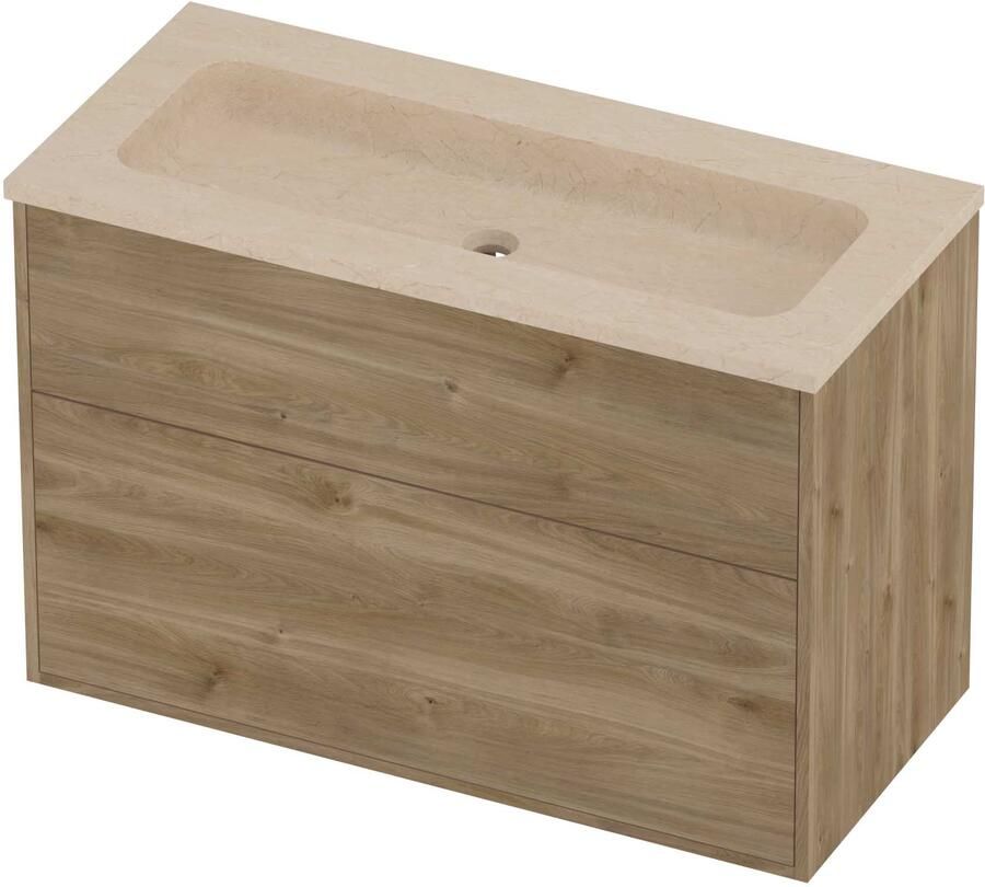 Proline Rollo Badmeubelset Hardsteen Elegant Centraal 100x46x67 cm Sand Stone Cider Oak