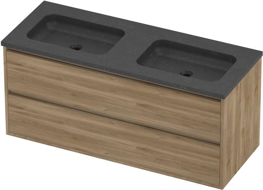 Proline Rollo Badmeubelset Hardsteen Elegant Dubbel 120x46x54 cm Blue Stone Cider Oak