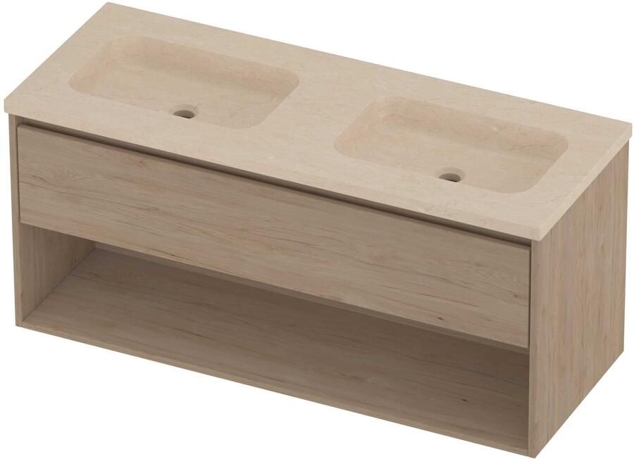 Proline Rollo Badmeubelset Hardsteen Elegant Dubbel 120x46x54 cm Sand Stone Ideal Oak