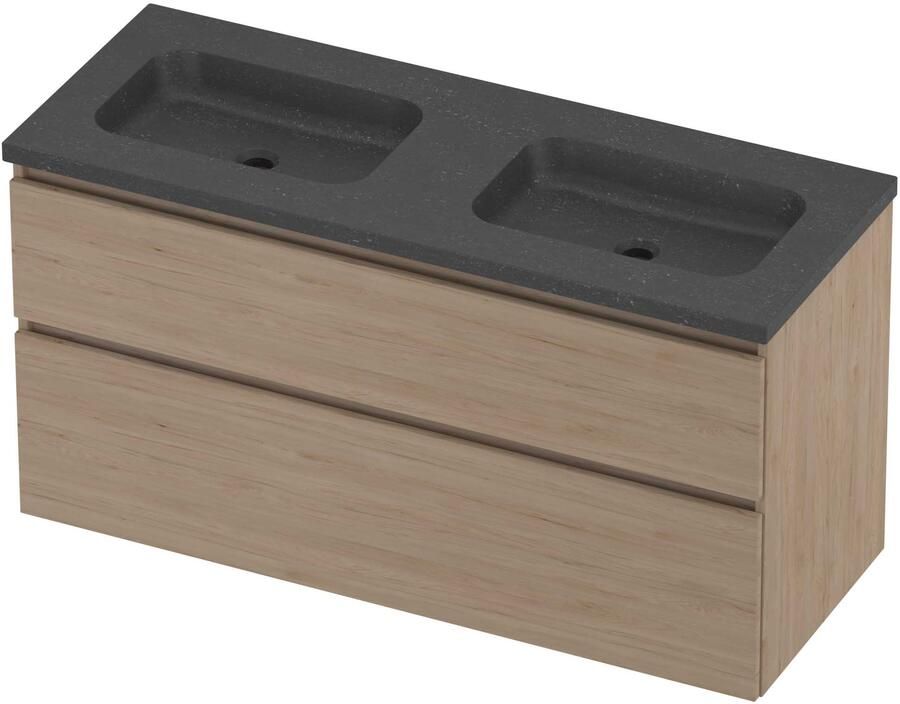 Proline Rollo Badmeubelset Hardsteen Elegant Dubbel 120x46x62 cm Blue Stone Ideal Oak