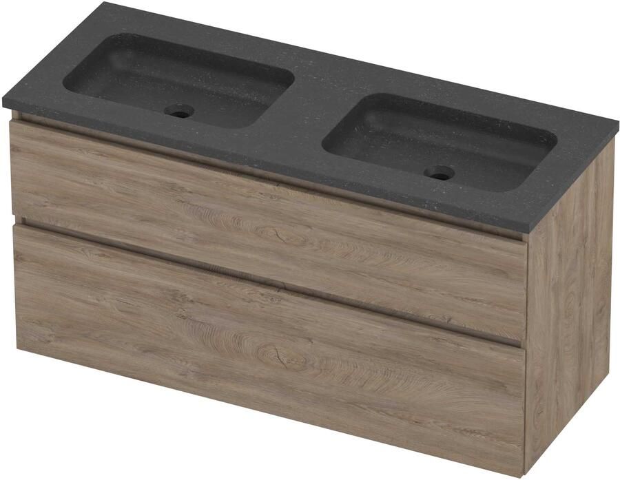 Proline Rollo Badmeubelset Hardsteen Elegant Dubbel 120x46x62 cm Blue Stone Raw Oak