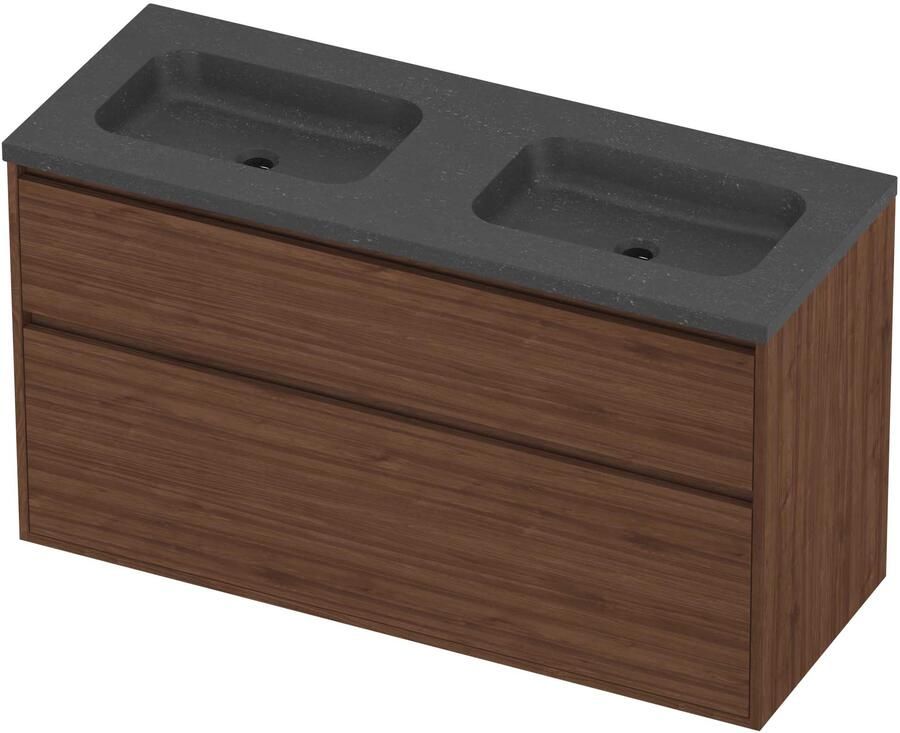 Proline Rollo Badmeubelset Hardsteen Elegant Dubbel 120x46x67 cm Blue Stone Indian Walnut