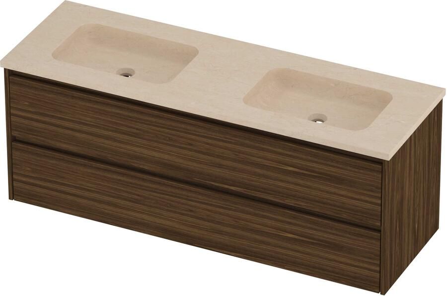 Proline Rollo Badmeubelset Hardsteen Elegant Dubbel 140x46x54 cm Sand Stone Cabana Oak