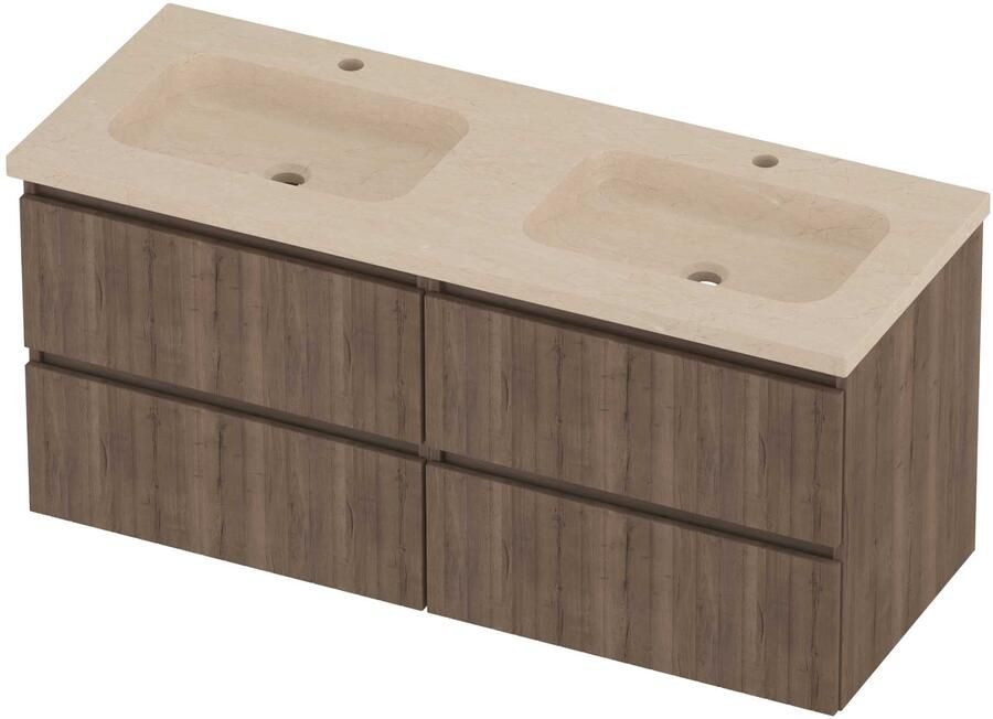 Proline Rollo Badmeubelset Hardsteen Elegant Gefreesd 120x46x54 cm Sand Stone Terra Oak