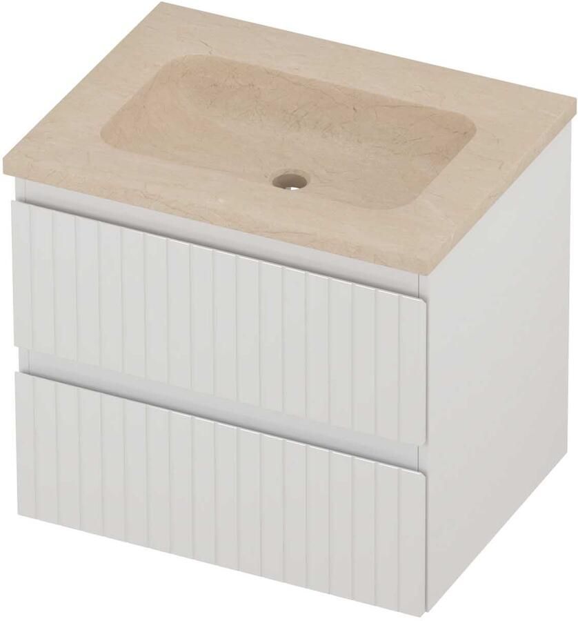 Proline Rollo Badmeubelset Hardsteen Elegant Gefreesd 60x46x54 cm Sand Stone Glans Wit