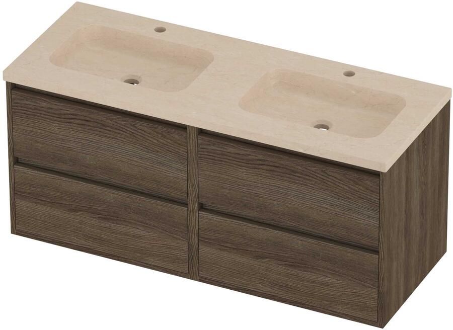 Proline Rollo Badmeubelset Hardsteen Elegant Greeploos 120x46x54 cm Sand Stone Vital Oak