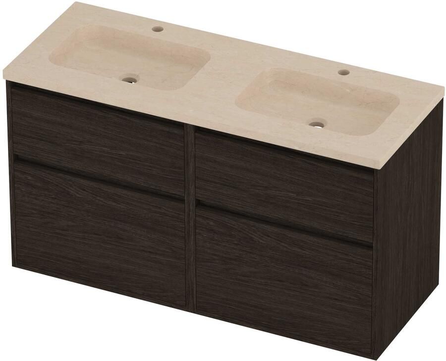 Proline Rollo Badmeubelset Hardsteen Elegant Greeploos 120x46x67 cm Sand Stone Mokka Oak