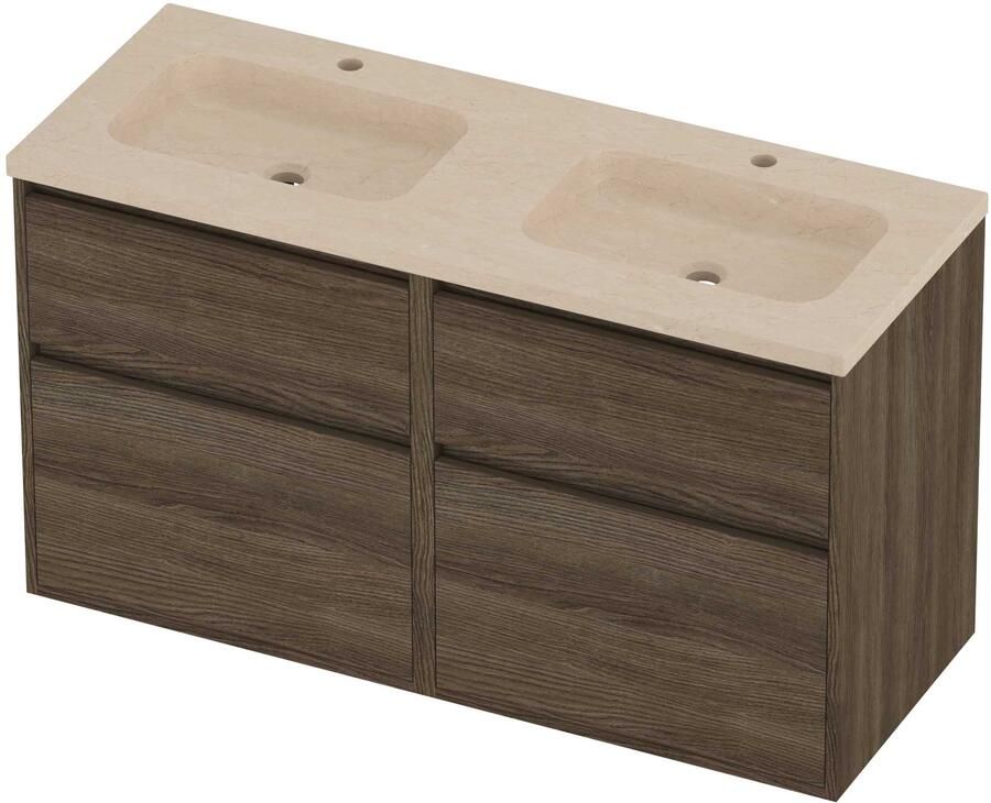 Proline Rollo Badmeubelset Hardsteen Elegant Greeploos 120x46x67 cm Sand Stone Vital Oak