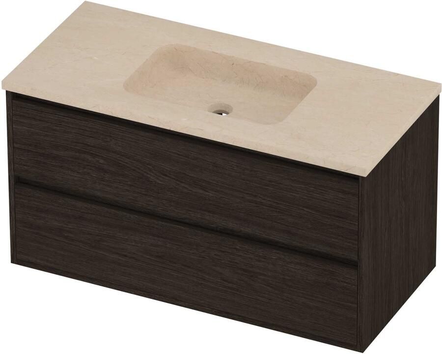 Proline Rollo Badmeubelset Hardsteen Elegant Midden 100x46x54 cm Sand Stone Mokka Oak