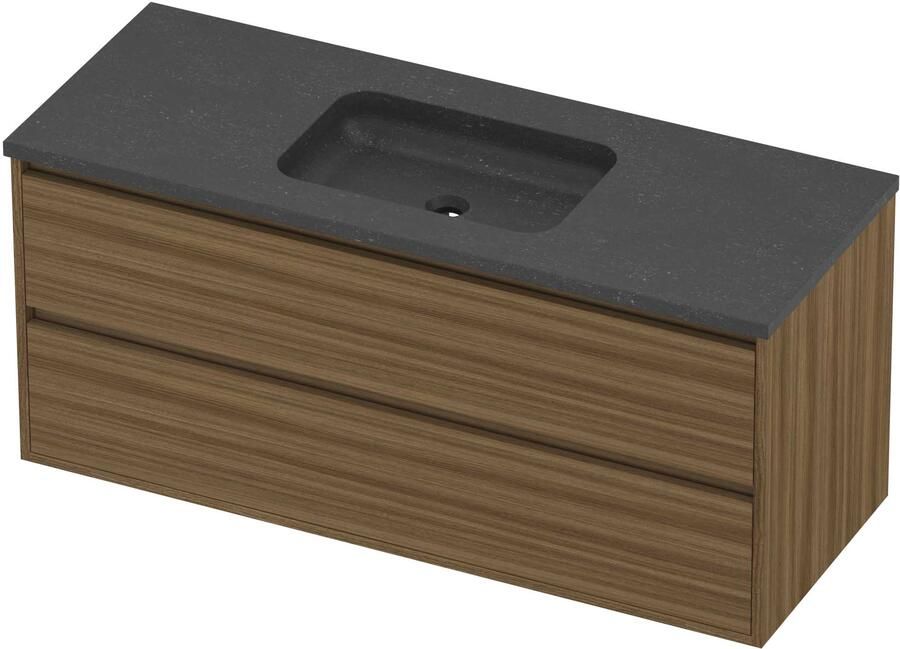 Proline Rollo Badmeubelset Hardsteen Elegant Midden 120x46x54 cm Blue Stone Caramel Walnut