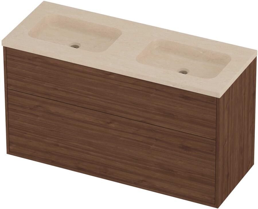 Proline Rollo Badmeubelset Hardsteen Elegant Voor Grepen 120x46x67 cm Sand Stone Indian Walnut