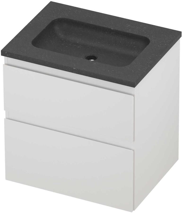 Proline Rollo Badmeubelset Hardsteen Elegant Zonder Kraangat 60x46x62 cm Blue Stone Mat Wit