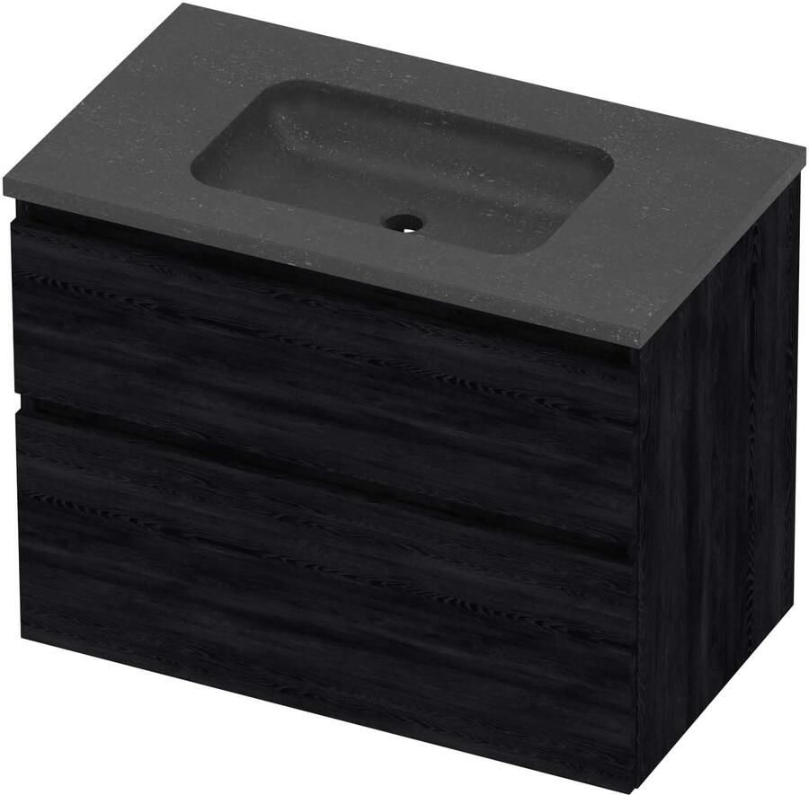 Proline Rollo Badmeubelset Hardsteen Elegant Zonder Kraangat 80x46x62 cm Blue Stone Black Oak