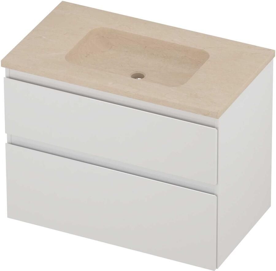Proline Rollo Badmeubelset Hardsteen Elegant Zonder Kraangat 80x46x62 cm Sand Stone Glans Wit