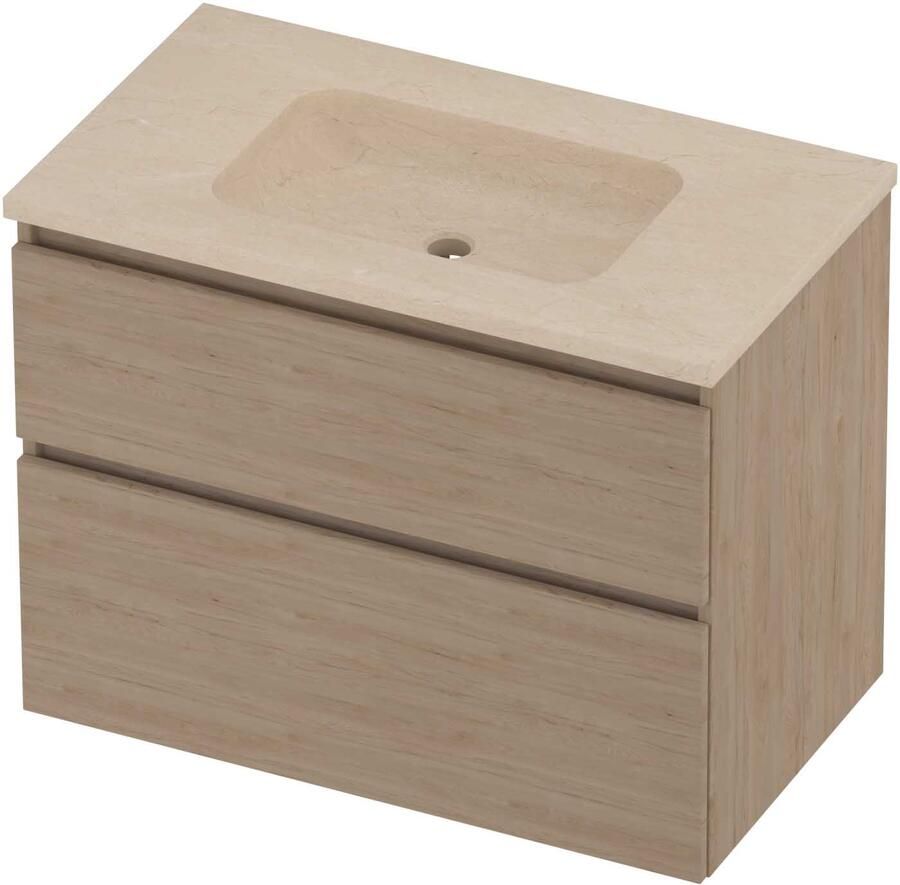 Proline Rollo Badmeubelset Hardsteen Elegant Zonder Kraangat 80x46x62 cm Sand Stone Ideal Oak