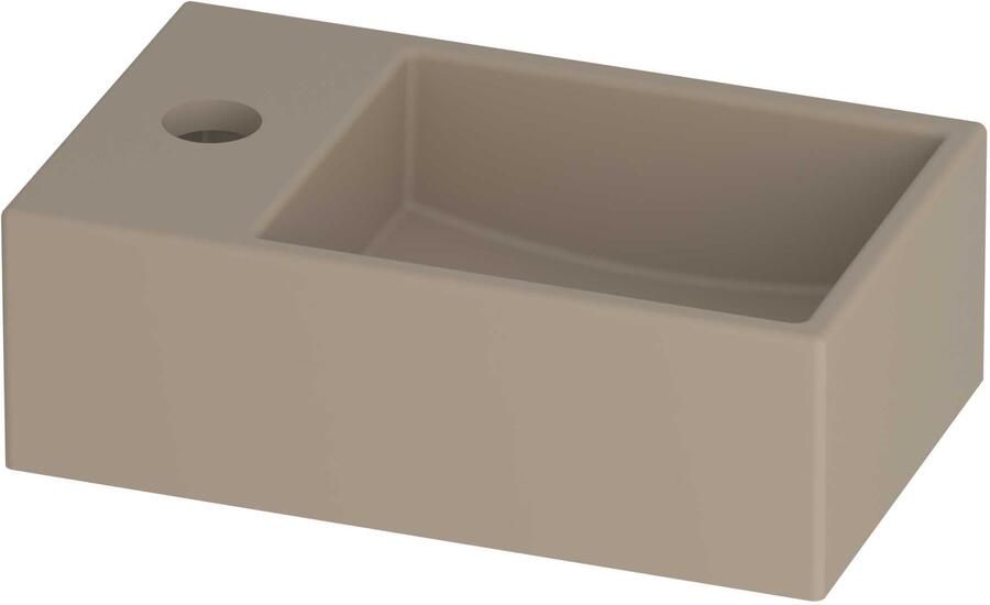 Proline Run Fontein Porselein Rechthoek 1 Kraangat Links 30x18x10 cm Mat Crème Cotton