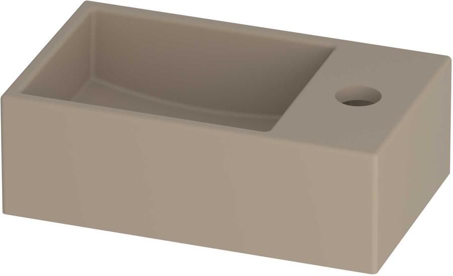 Proline Run Fontein Porselein Rechthoek 1 Kraangat Rechts 30x18x10 cm Mat Crème Cotton