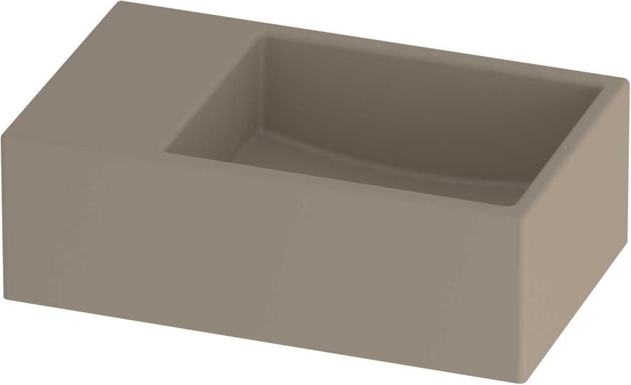 Proline Run Fontein Porselein Rechthoek Zonder Kraangat Links 30x18x10 cm Mat Crème Cotton