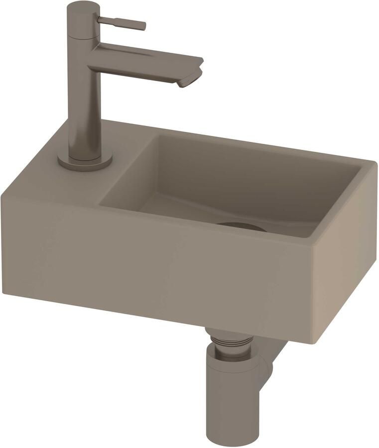 Proline Run Fonteinset Porselein 30x18x10 cm 1805553 Mat Crème Cotton Geborsteld Nikkel