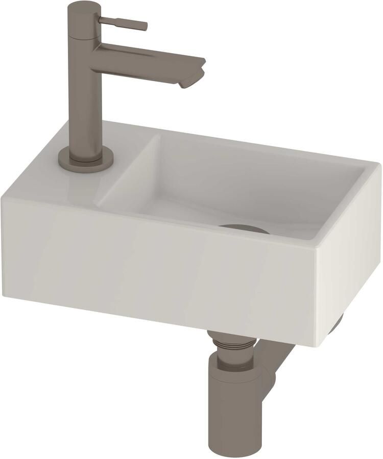Proline Run Fonteinset Porselein Kraangat Links 30x18x10 cm Glans Wit Chroom