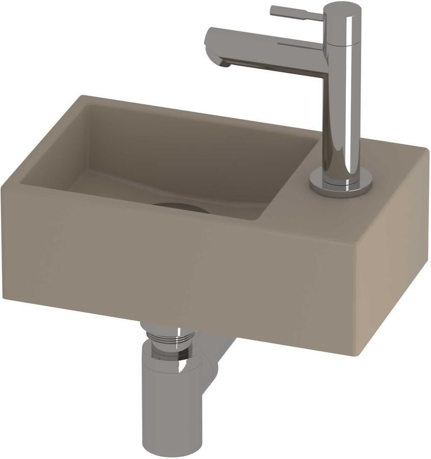 Proline Run Fonteinset Porselein Kraangat Rechts 30x18x10 cm 1805541 Mat Crème Cotton Chroom