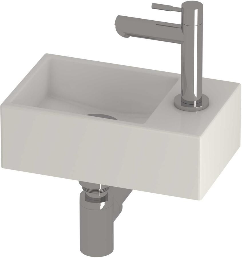 Proline Run Fonteinset Porselein Kraangat Rechts 30x18x10 cm Glans Wit Chroom