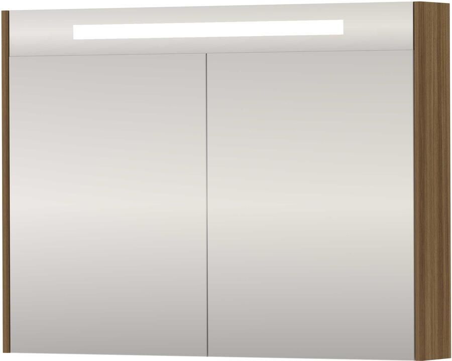 Proline SPK Premium Spiegelkast LED 100x14x74 cm Caramel Walnut