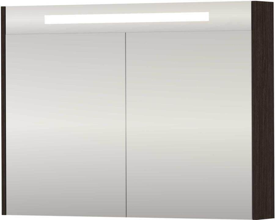 Proline SPK Premium Spiegelkast LED 100x14x74 cm Mokka Oak