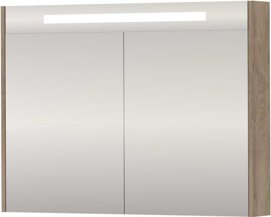 Proline SPK Premium Spiegelkast LED 100x14x74 cm Raw Oak