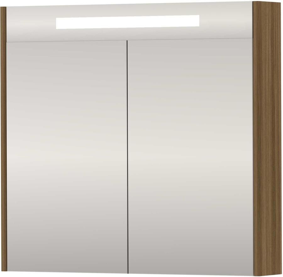 Proline SPK Premium Spiegelkast LED 80x14x74 cm Caramel Walnut
