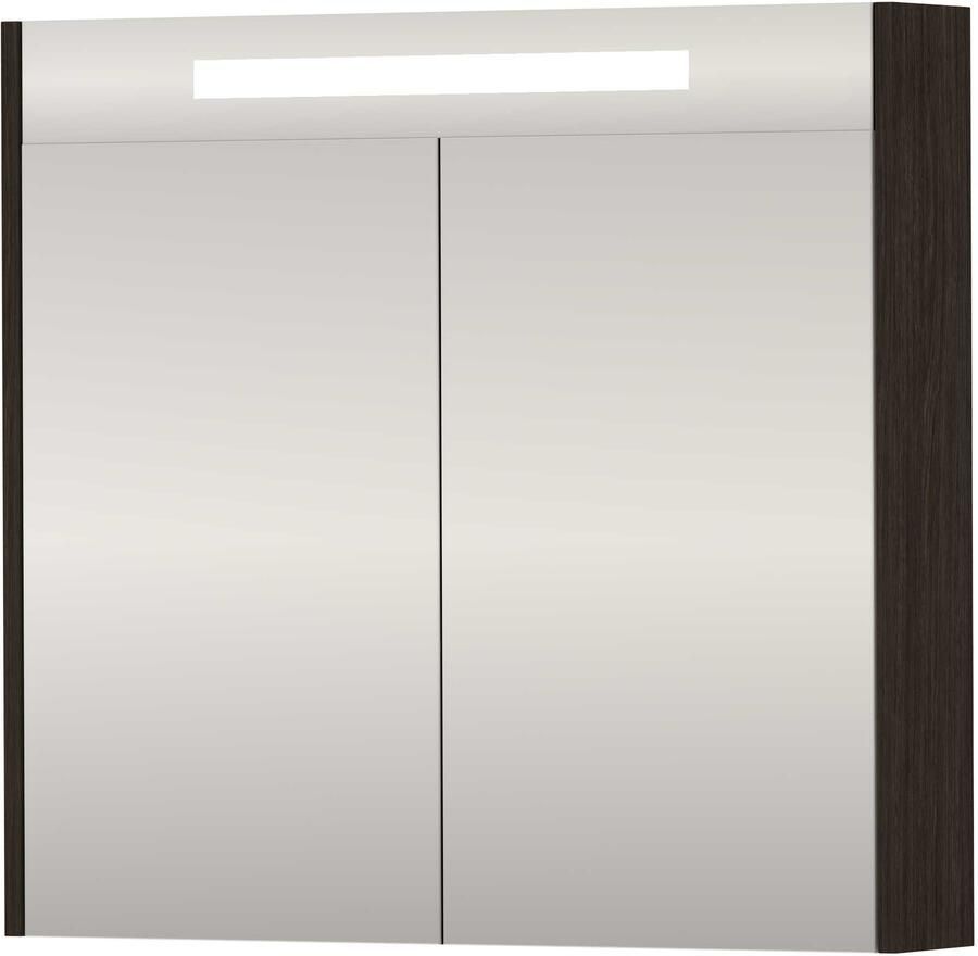 Proline SPK Premium Spiegelkast LED 80x14x74 cm Mokka Oak