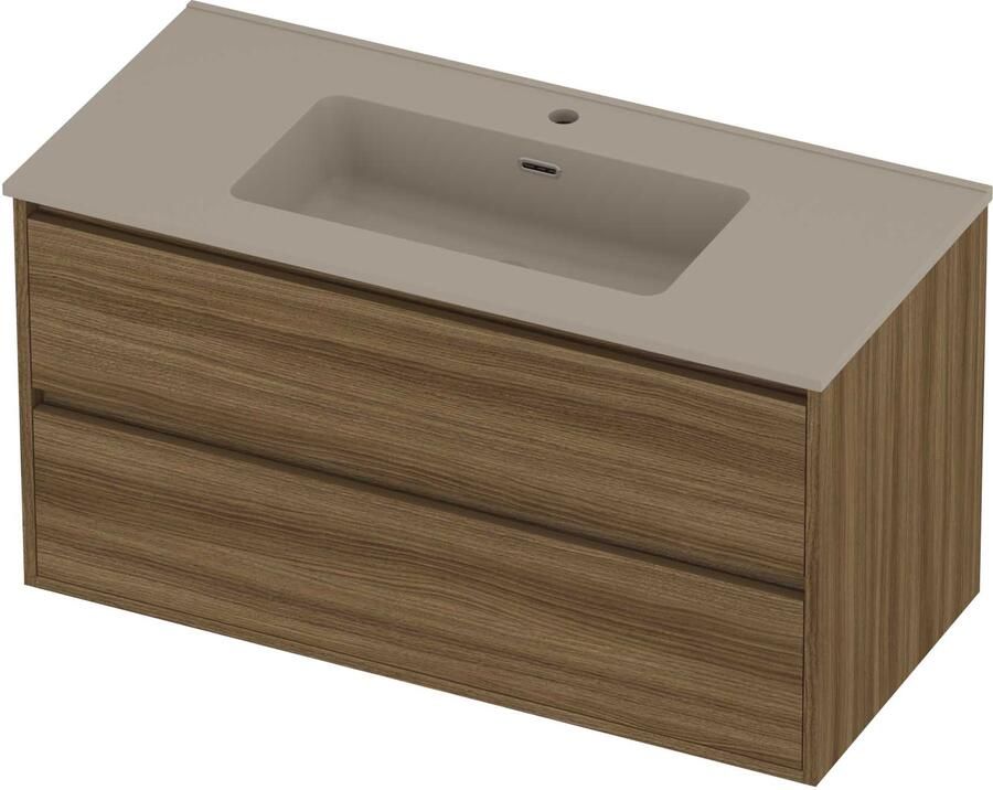Proline Tribute Badmeubelset Porselein 1 Gat 100x46x54 cm Mat Crème Cotton Caramel Walnut