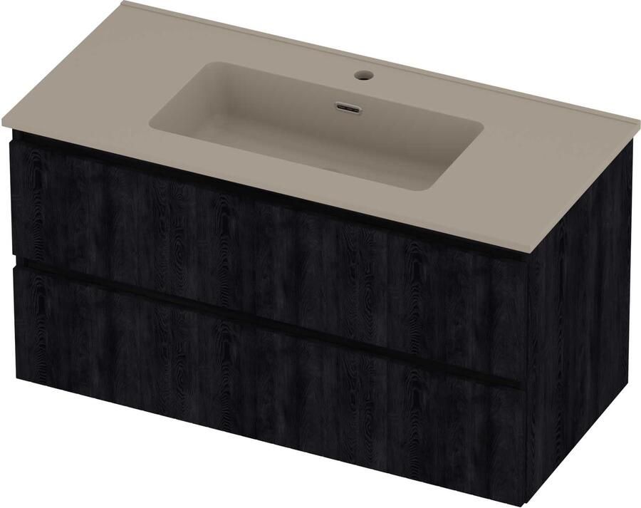 Proline Tribute Badmeubelset Porselein 1 Gat 100x46x54 cm Mat Crème Cotton Charcoal Oak