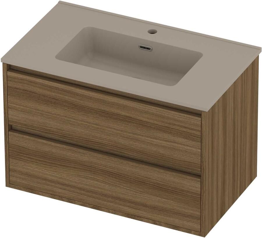 Proline Tribute Badmeubelset Porselein 1 Gat 80x46x54 cm Mat Crème Cotton Caramel Walnut