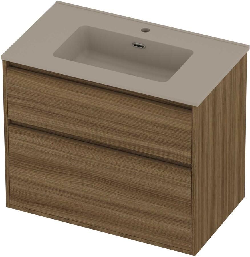 Proline Tribute Badmeubelset Porselein 1 Gat 80x46x67 cm Mat Crème Cotton Caramel Walnut