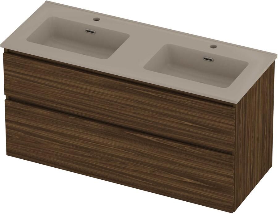 Proline Tribute Badmeubelset Porselein 2 Gaten 120x46x62 cm Mat Crème Cotton Cabana Oak