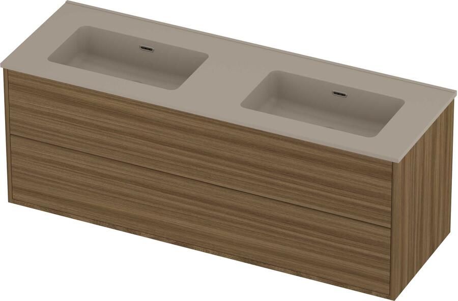 Proline Tribute Badmeubelset Porselein Dubbel 140x46x54 cm Mat Crème Cotton Caramel Walnut