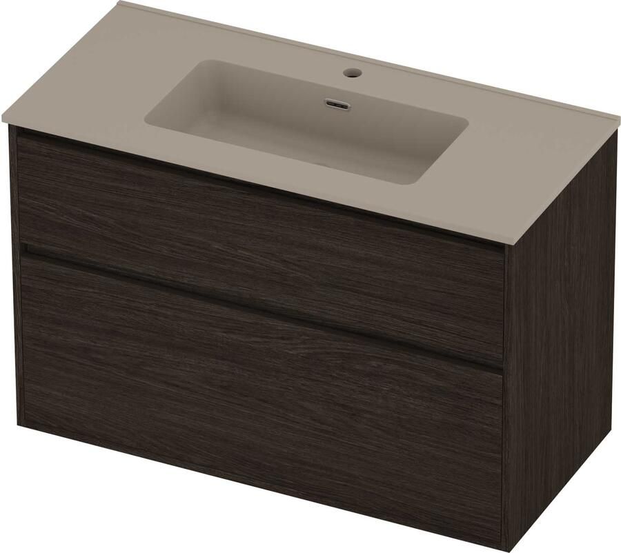 Proline Tribute Badmeubelset Porselein Elegant 1 Gat 100x46x67 cm Mat Crème Cotton Mokka Oak