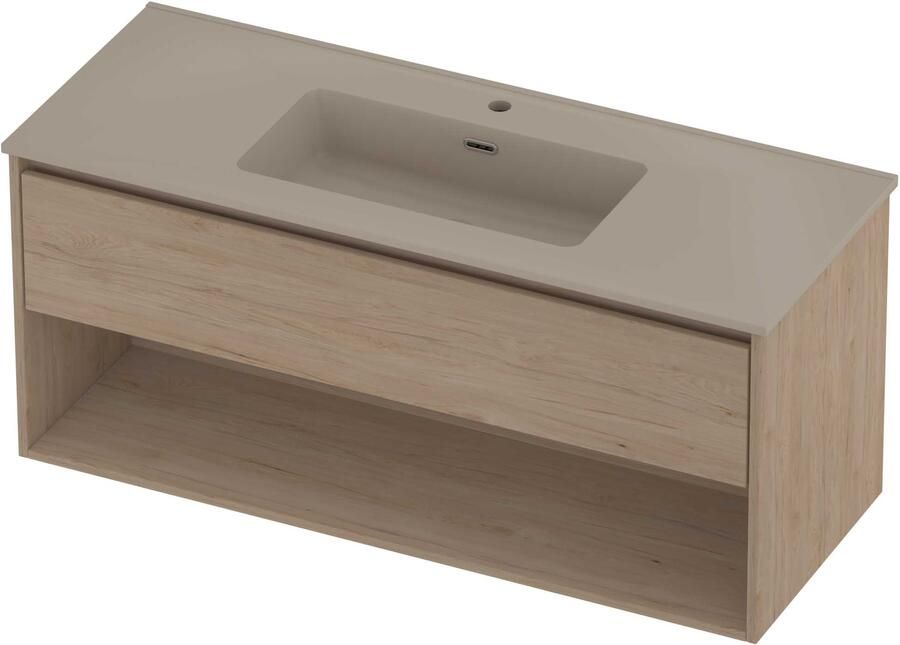 Proline Tribute Badmeubelset Porselein Elegant 1 Gat 120x46x54 cm Mat Crème Cotton Ideal Oak