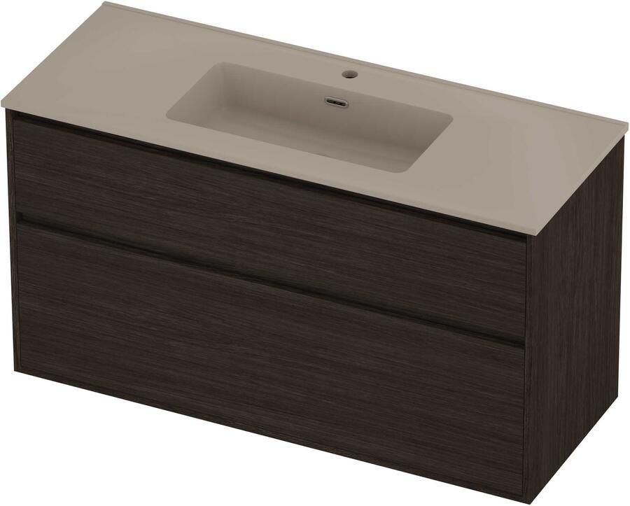 Proline Tribute Badmeubelset Porselein Elegant 1 Gat 120x46x67 cm Mat Crème Cotton Mokka Oak