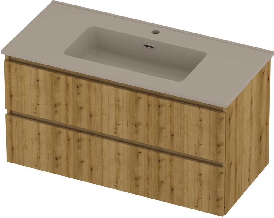 Proline Tribute Badmeubelset Porselein Elegant 1 Kraangat 100x46x54 cm Mat Crème Cotton Urban Oak