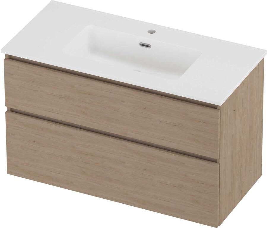 Proline Tribute Badmeubelset Porselein Elegant 1 Kraangat 100x46x62 cm Mat White Ideal Oak