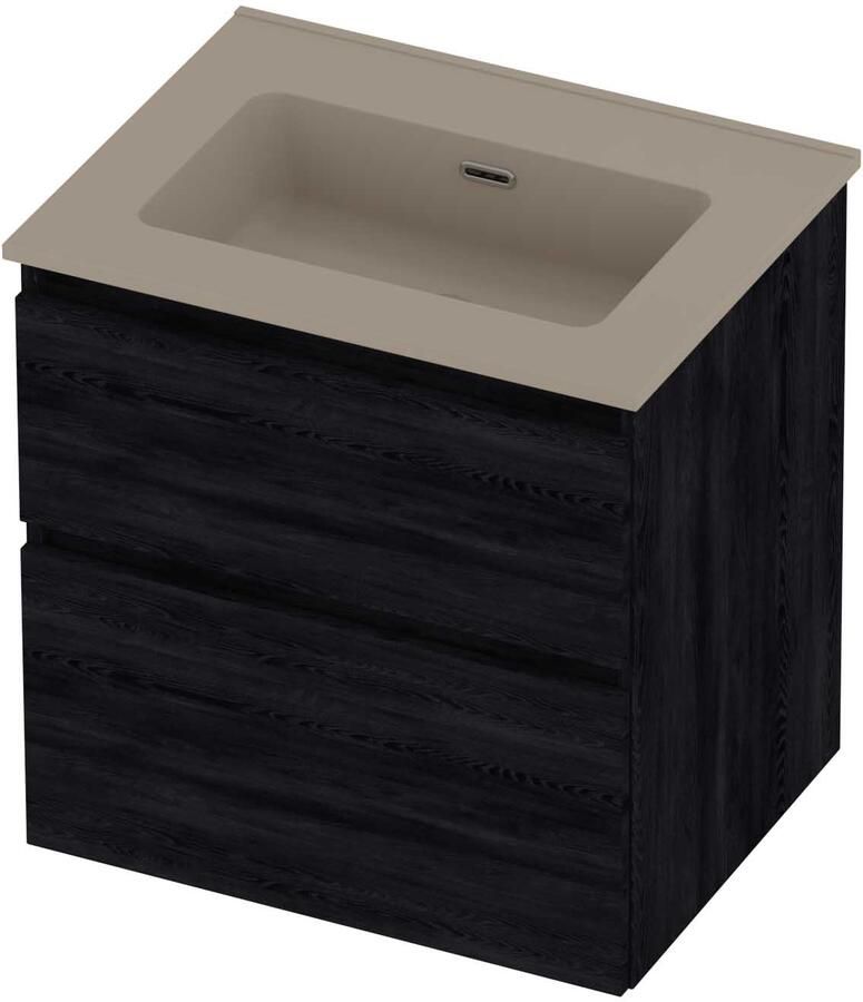 Proline Tribute Badmeubelset Porselein Elegant 1 Kraangat 60x46x62 cm Mat Crème Cotton Black Oak