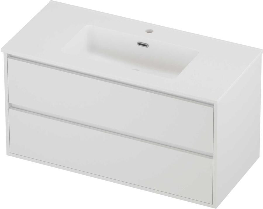 Proline Tribute Badmeubelset Porselein Elegant 1 Kraangat Greeploos 100x46x54 cm Mat Wit Mat White - Foto 1