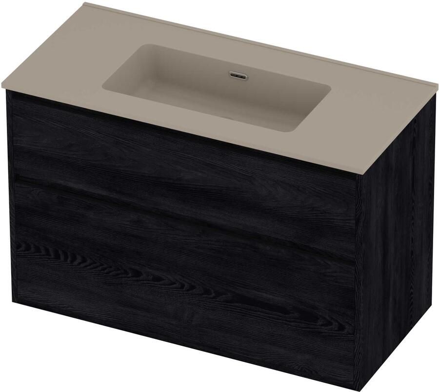 Proline Tribute Badmeubelset Porselein Elegant 100x46x67 cm Mat Crème Cotton Black Oak