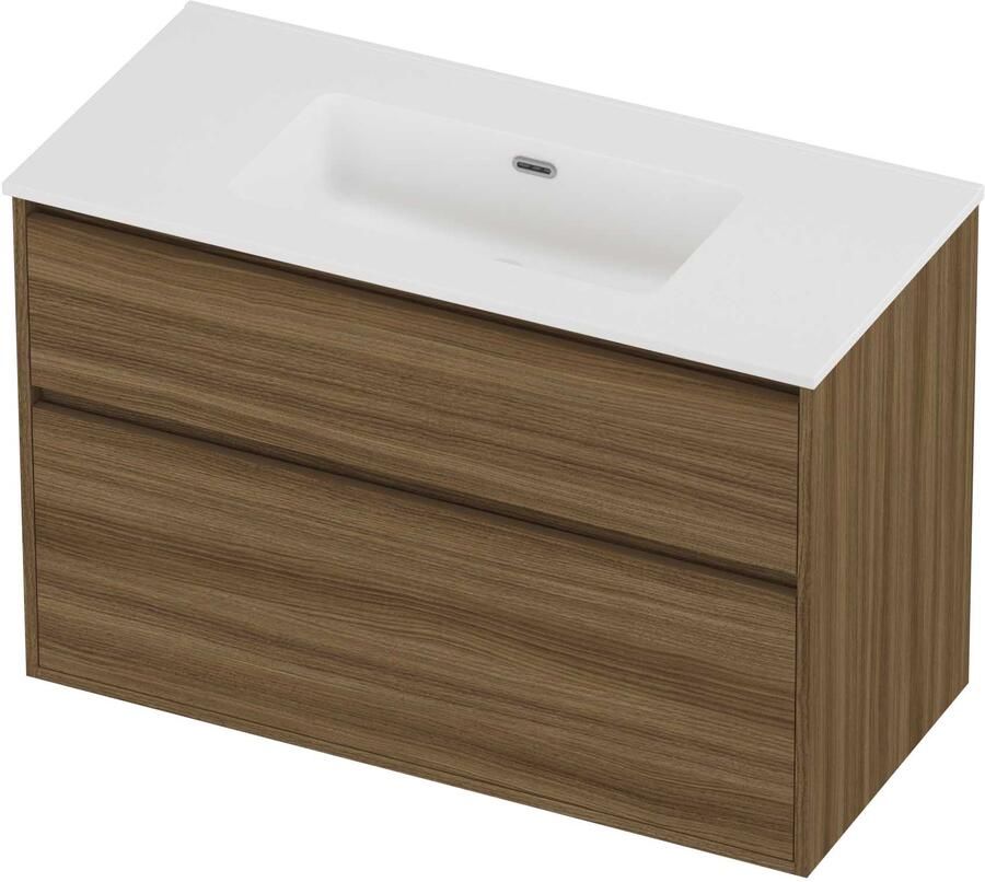 Proline Tribute Badmeubelset Porselein Elegant 100x46x67 cm Mat White Caramel Walnut