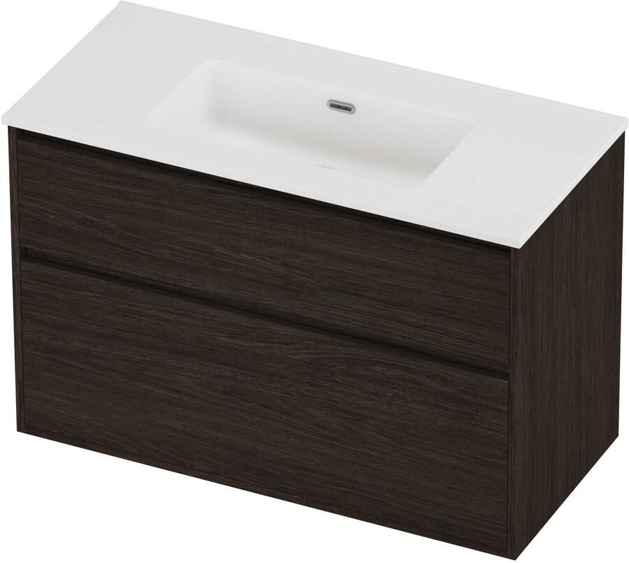 Proline Tribute Badmeubelset Porselein Elegant 100x46x67 cm Mat White Mokka Oak